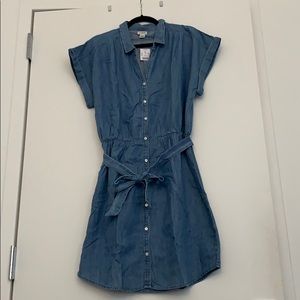 NWT- Jcrew Denim Tie Waist short sleeve Dress -L